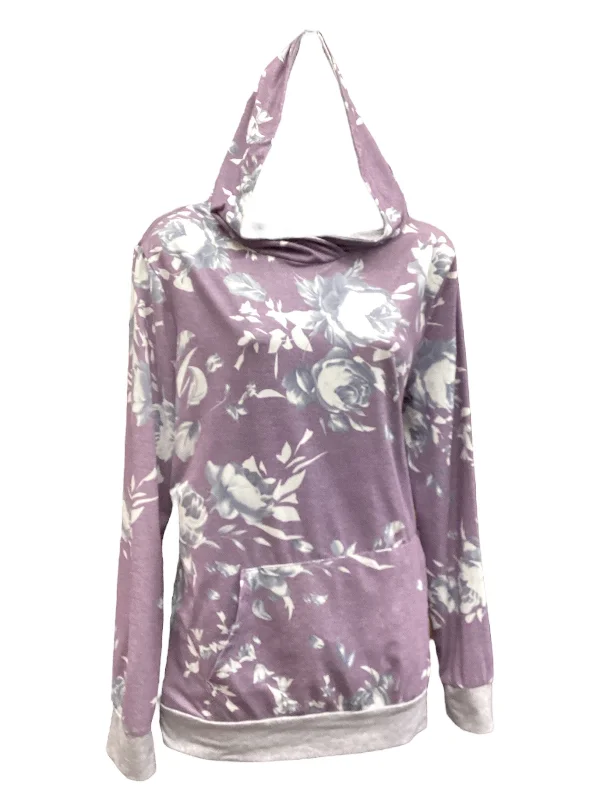 Sweatshirt with wide hem -Sweatshirt Hoodie By Clothes Mentor In Purple, Size: L