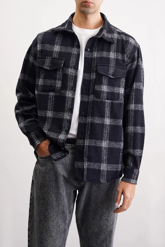 Jacket with long cuffs -BOY-NEXT-DOOR FLANNEL OVERSHIRT