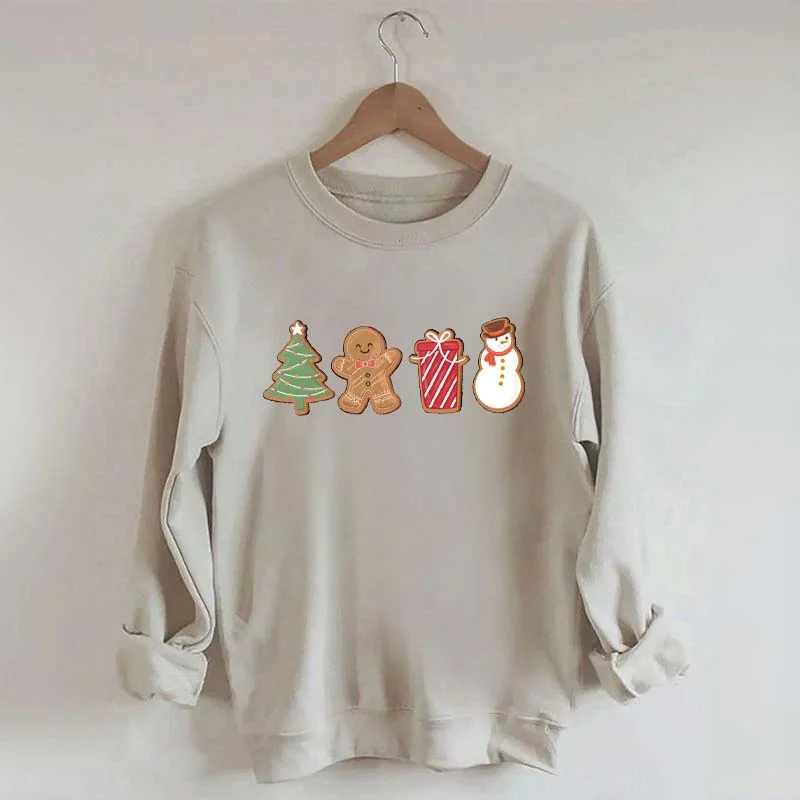 Sweatshirt for beach trips -Cute Gingerbread Christmas Cookies Sweatshirt