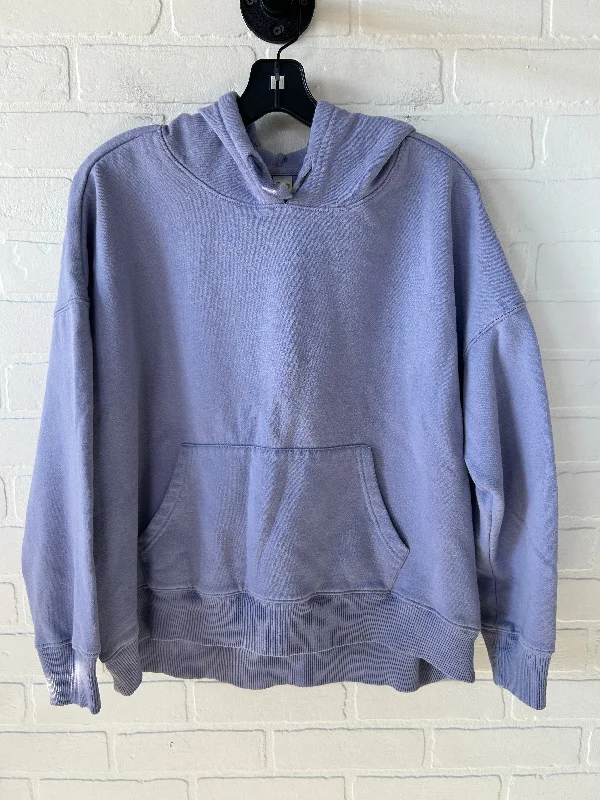 Sweatshirt with leaf hem -Sweatshirt Hoodie By Green Tea In Purple, Size: Xl