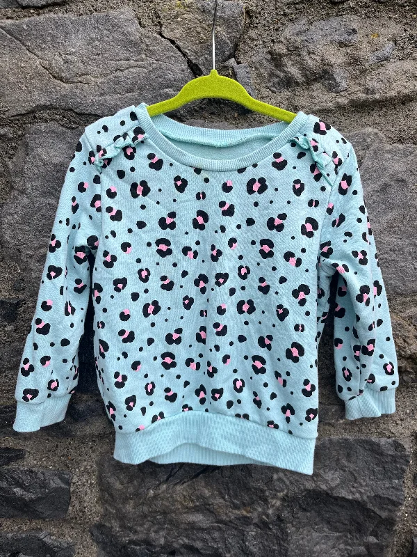 Sweatshirt for road trips -Blue leopard print sweatshirt   2-3y (92-98cm)