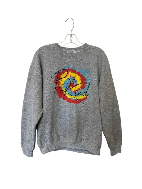 Sweatshirt for beach trips -Sweatshirt Crewneck By Gildan In Grey, Size: M