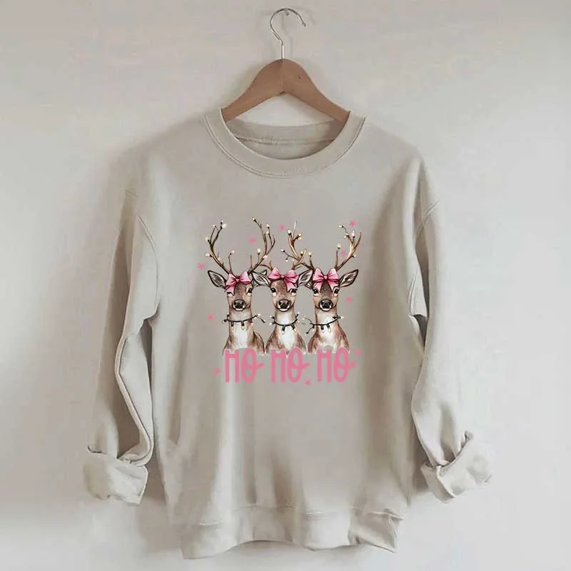 Sweatshirt for winter outings -Ho Ho Ho Deer Sweatshirt