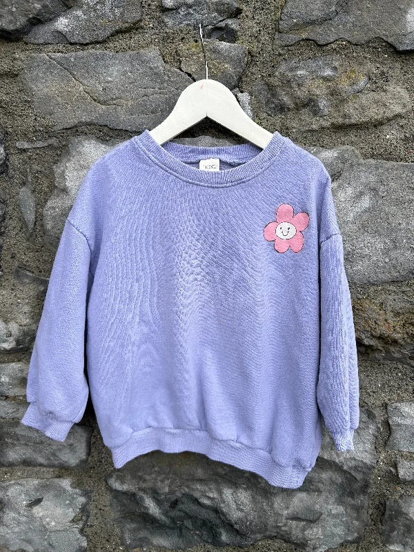 Sweatshirt with short hem -Bloom&grow lilac sweatshirt 4-5y (104-110cm)