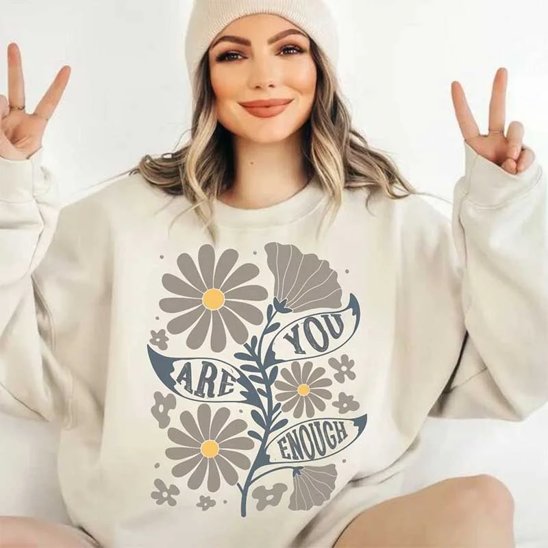 Sweatshirt for fall outings -Boho You Are Enough Wildflower Sweatshirt