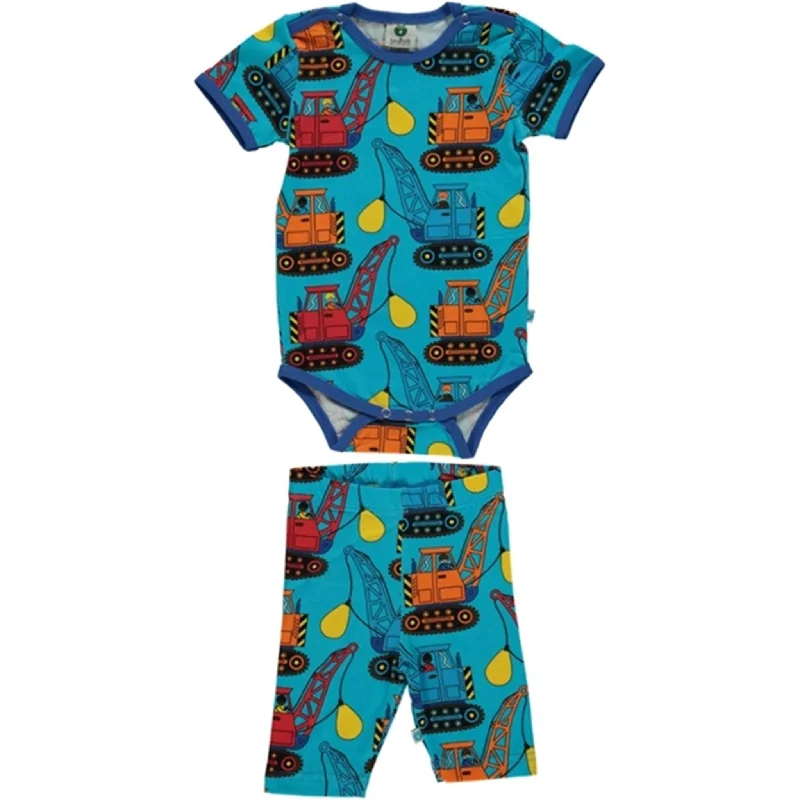 Beach shorts vibrant colors -Småfolk Blue Atoll Excavator Body & Shorts Set