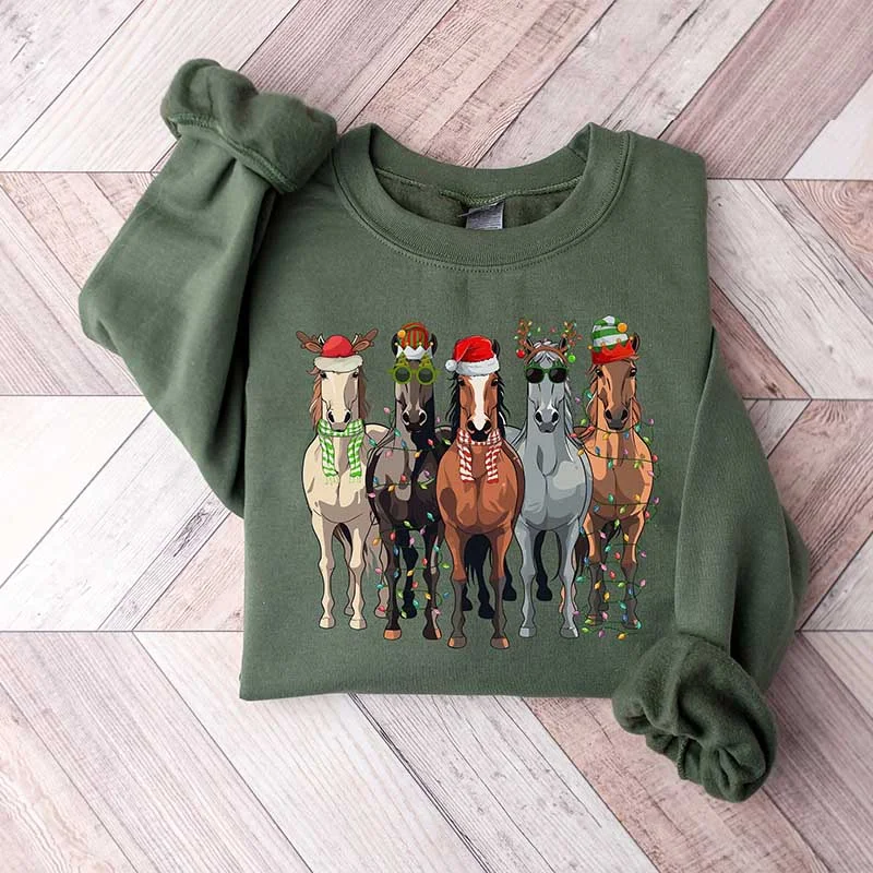 Sweatshirt for winter nights -Horse Lover Christmas Funny Holiday Sweatshirt