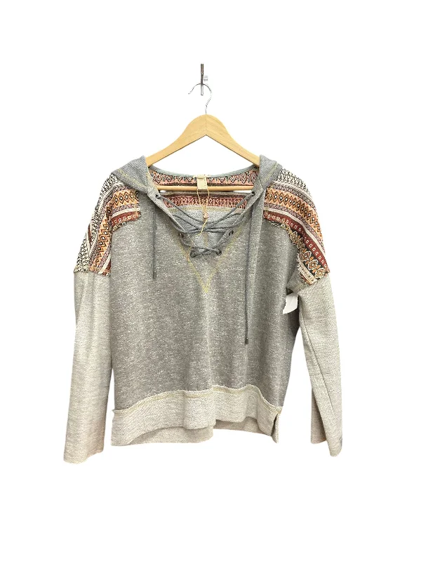 Sweatshirt with swirl hem -Sweatshirt Hoodie By Clothes Mentor In Grey, Size: L