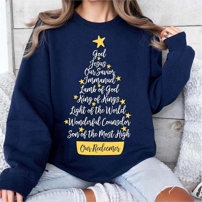 Graphic sweatshirt for teens -Our Redeemer Christmas Tree Sweatshirt