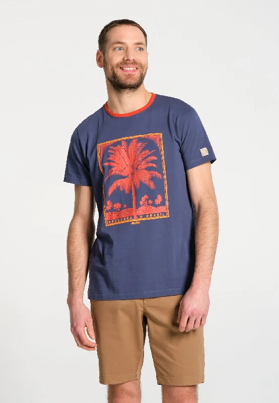 T-shirts for succulent fans -T-Shirt homme bleu marine avec motif timbre devant