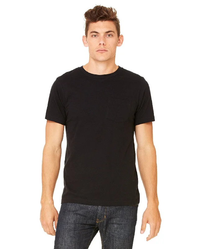 T-shirts with glitter designs -Bella+Canvas Jersey Pocket T-Shirt | Black