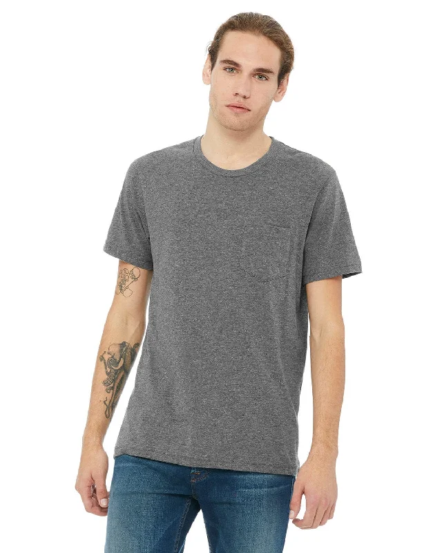 T-shirts with plane designs -Bella+Canvas Jersey Pocket T-Shirt | Deep Heather