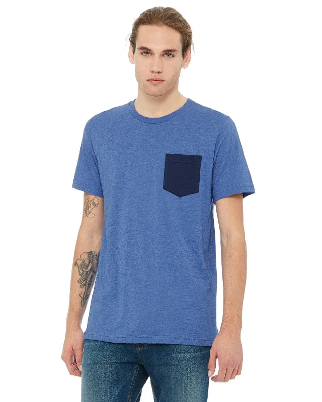 Gaming T-shirts geek culture -Bella+Canvas Jersey Pocket T-Shirt | Hthr Tr Roy/ Nvy