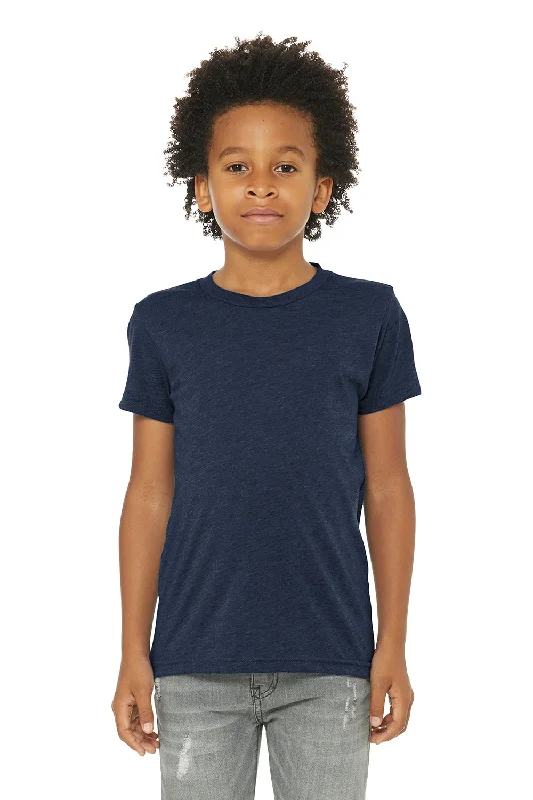 Long-sleeve T-shirts winter -Bella + Canvas Youth Short Sleeve Crewneck T-Shirt - Solid Navy Blue