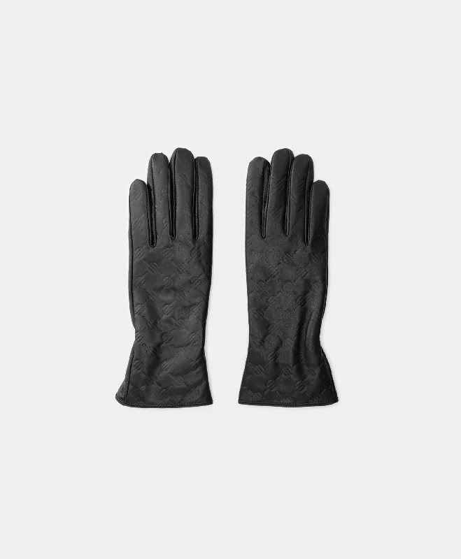 T-shirts for warm vibes -Black Monogram Leather Womens Glove