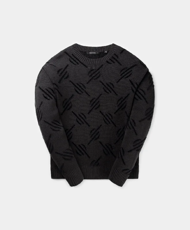 T-shirts for sea vibes -Black Tevin Monogram Knit Sweater