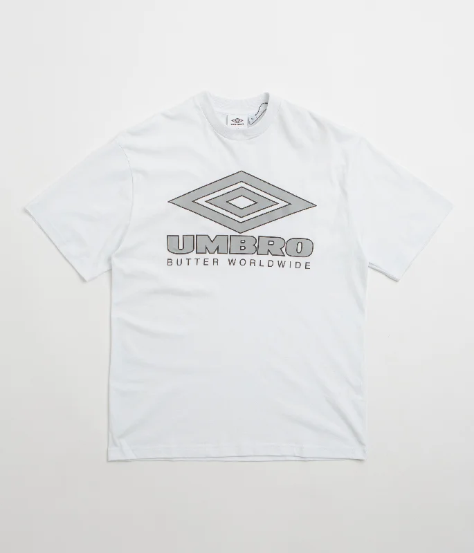 T-shirts for crystal fans -Butter Goods x Umbro Diamond Logo T-Shirt - White