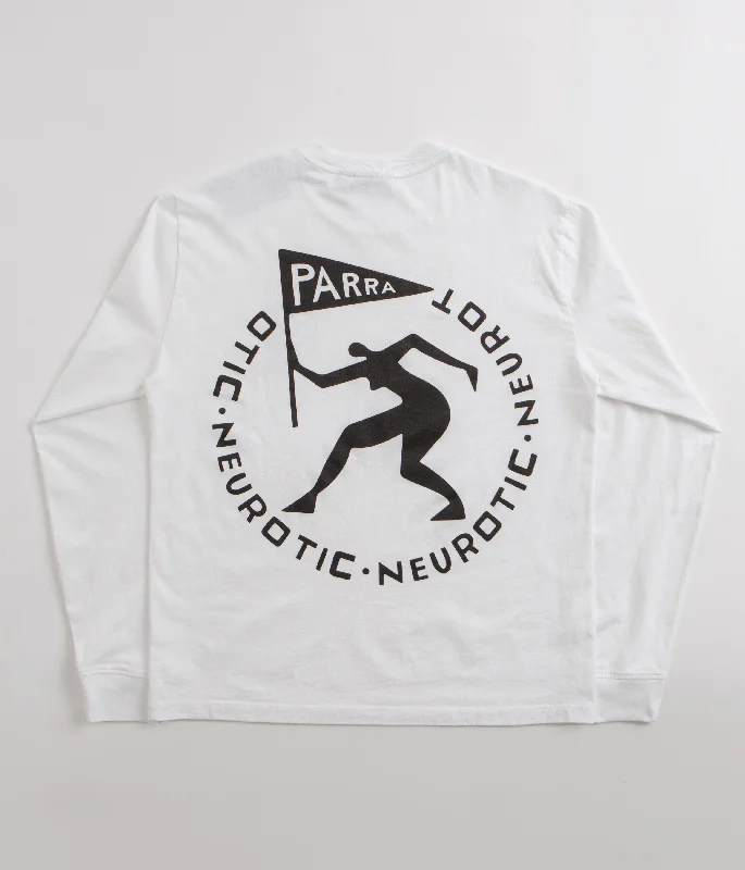 T-shirts with unicorn graphics -by Parra Neurotic Flag Long Sleeve T-Shirt - White