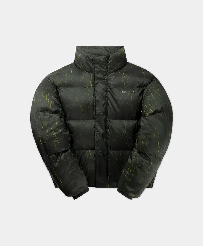 T-shirts for crystal fans -Cardamom Green Renako Puffer Jacket