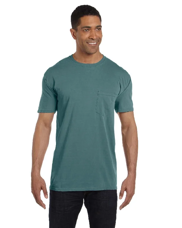 T-shirts with tie-front detail -Comfort Colors Garment-Dyed Pocket T-Shirt | Blue Spruce