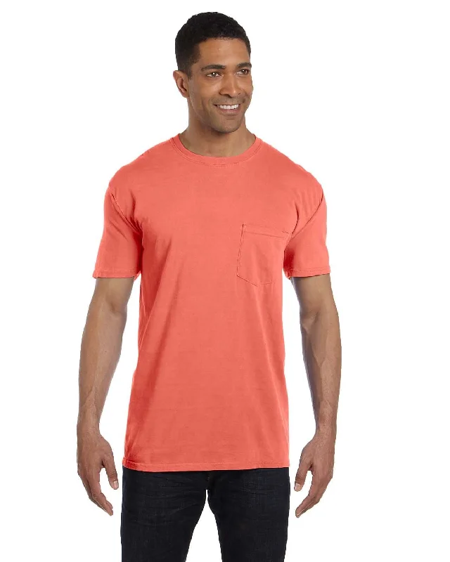 T-shirts with ship art -Comfort Colors Garment-Dyed Pocket T-Shirt | Bright Salmon