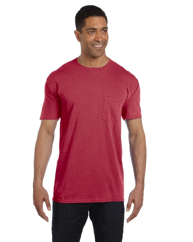 T-shirts with cowboy vibes -Comfort Colors Garment-Dyed Pocket T-Shirt | Chili