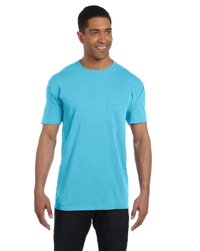 T-shirts for spooky vibes -Comfort Colors Garment-Dyed Pocket T-Shirt | Lagoon Blue