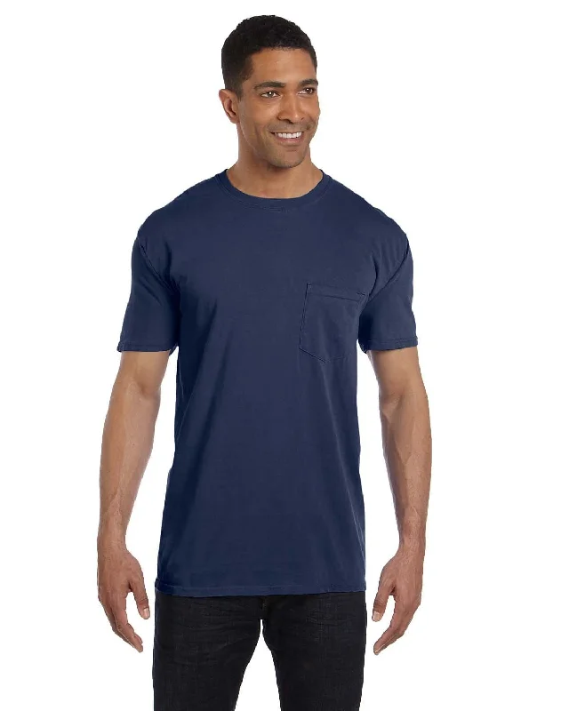 T-shirts with leaf designs -Comfort Colors Garment-Dyed Pocket T-Shirt | Midnight