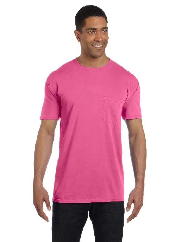 T-shirts with barn graphics -Comfort Colors Garment-Dyed Pocket T-Shirt | Neon Pink