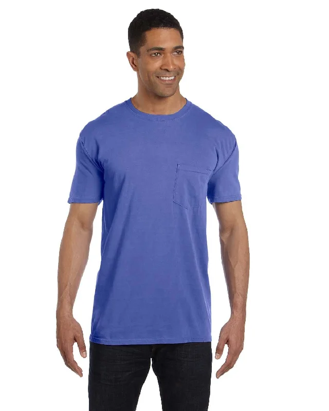 T-shirts with drama masks -Comfort Colors Garment-Dyed Pocket T-Shirt | Periwinkle