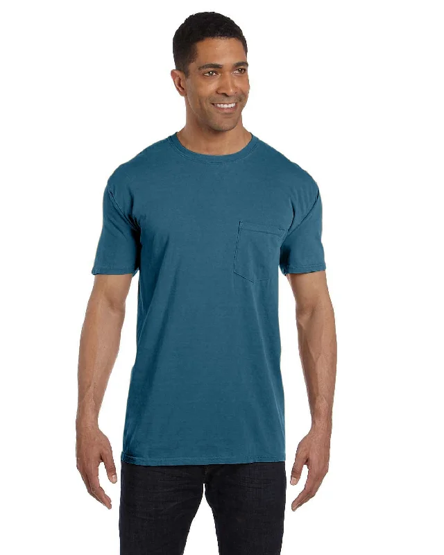 T-shirts with pixel art -Comfort Colors Garment-Dyed Pocket T-Shirt | Topaz Blue