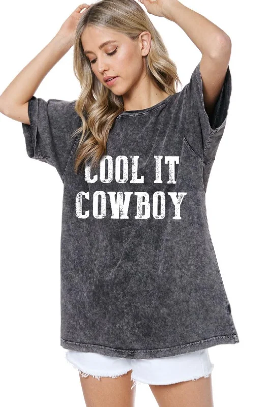 T-shirts with superhero logos -Zutter Cool It Cowboy Graphic Tee