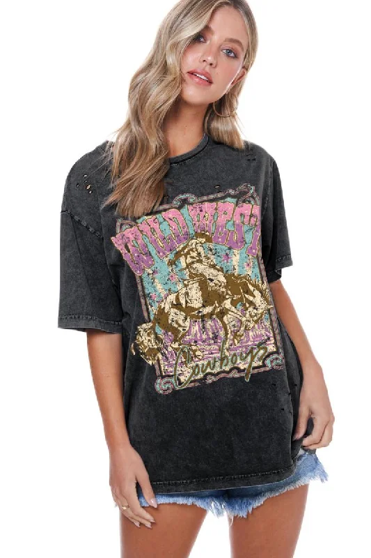 T-shirts with whale designs -Zutter Wild West Cowboys Graphic Tee