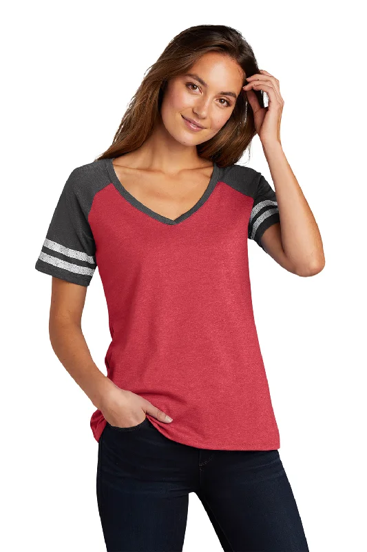 T-shirts for history buffs -District Womens Game Short Sleeve V-Neck T-Shirt - Heather Red/Heather Charcoal Grey