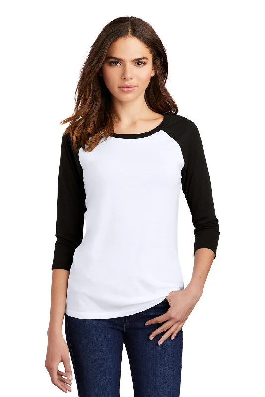 T-shirts for lab geeks -District Womens Perfect Tri 3/4 Sleeve Crewneck T-Shirt - White/Black