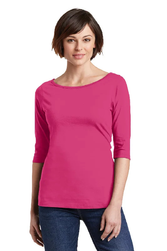 T-shirts for coastal living -District Womens Perfect Weight 3/4 Sleeve T-Shirt - Dark Fuchsia Pink - Closeout