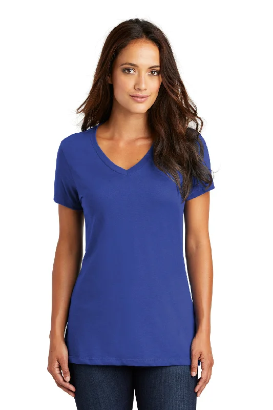 T-shirts for romance vibes -District Womens Perfect Weight Short Sleeve V-Neck T-Shirt - Deep Royal Blue