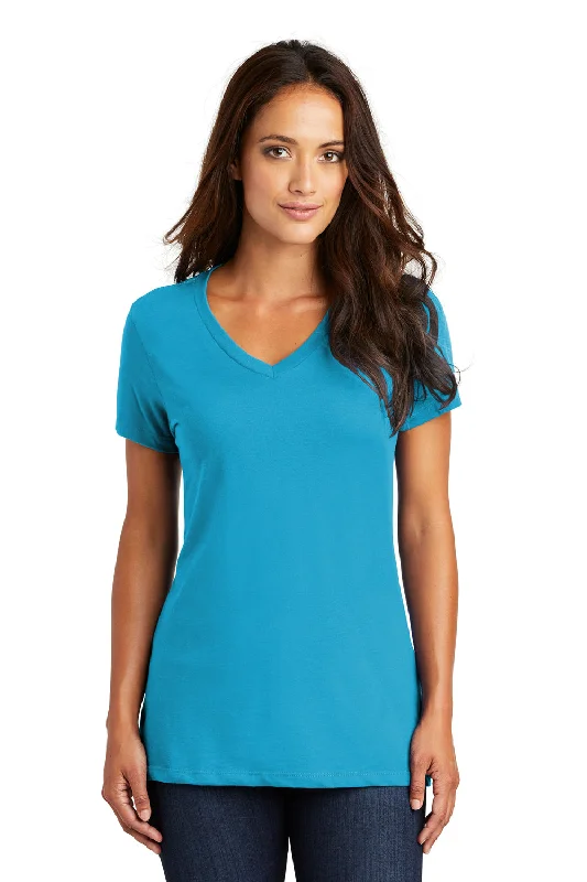 T-shirts for step fans -District Womens Perfect Weight Short Sleeve V-Neck T-Shirt - Bright Turquoise Blue