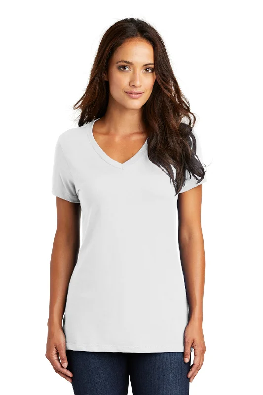 T-shirts for yoga stretchy -District Womens Perfect Weight Short Sleeve V-Neck T-Shirt - Bright White