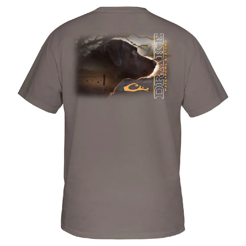 T-shirts with kiss graphics -Drake Early Riser Lab T-Shirt- Driftwood