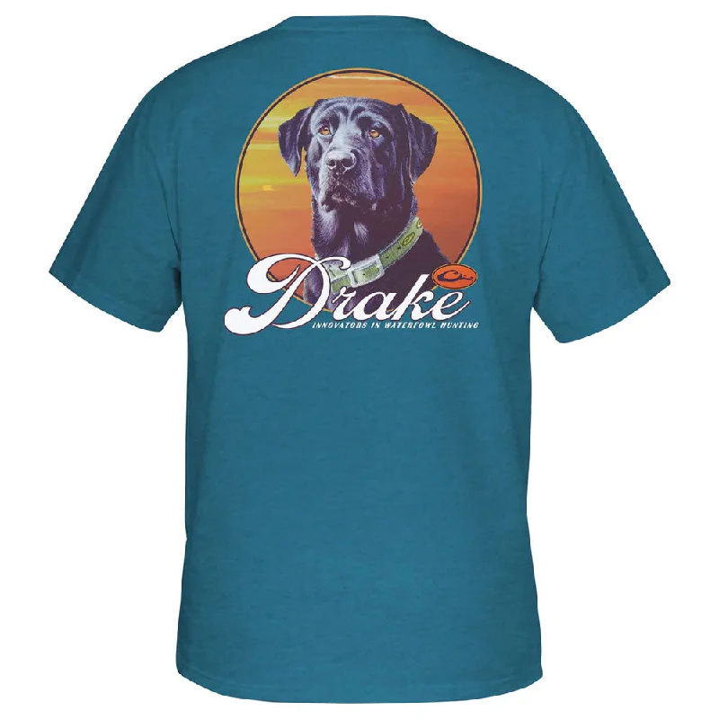 T-shirts with sewing designs -Drake Vintage Dog T-Shirt- Blue Steel Heather