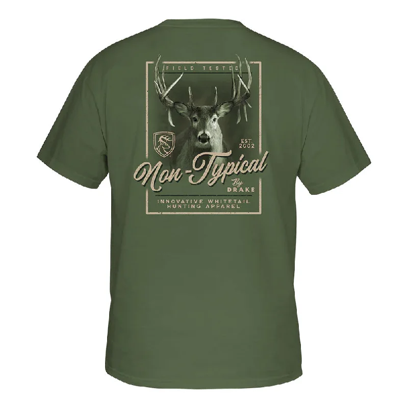 T-shirts with sketch designs -Non-Typical by Drake Eye to Eye Deer T-Shirt- Deep Lichen