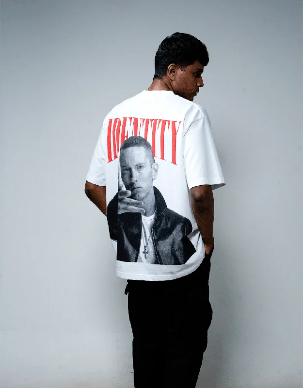 Custom printed T-shirts online -Eminem |Identity Is Everything | Oversized | White