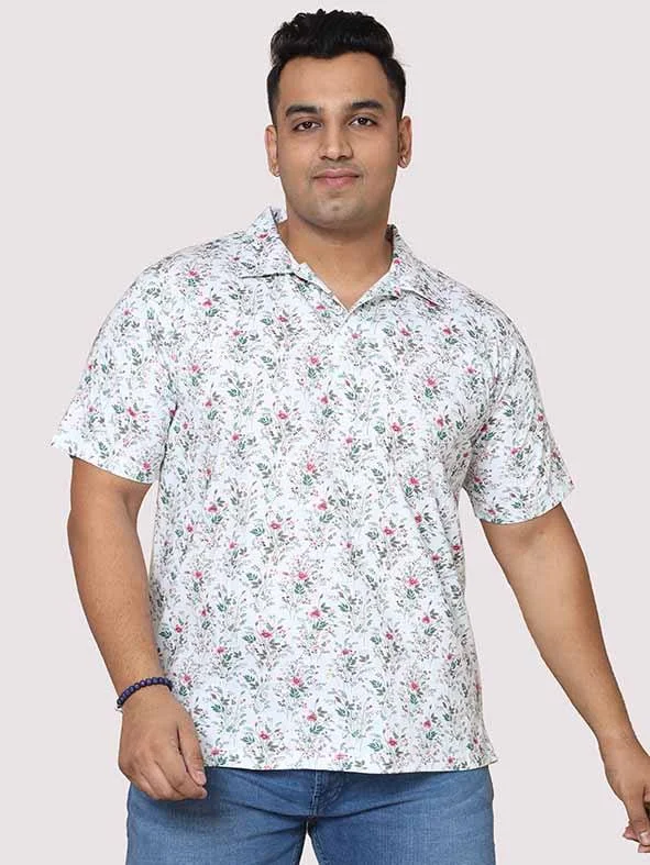 T-shirts for runners breathable -Men Plus Size Flora Bunch Digital Printed Polo Collar T-shirt