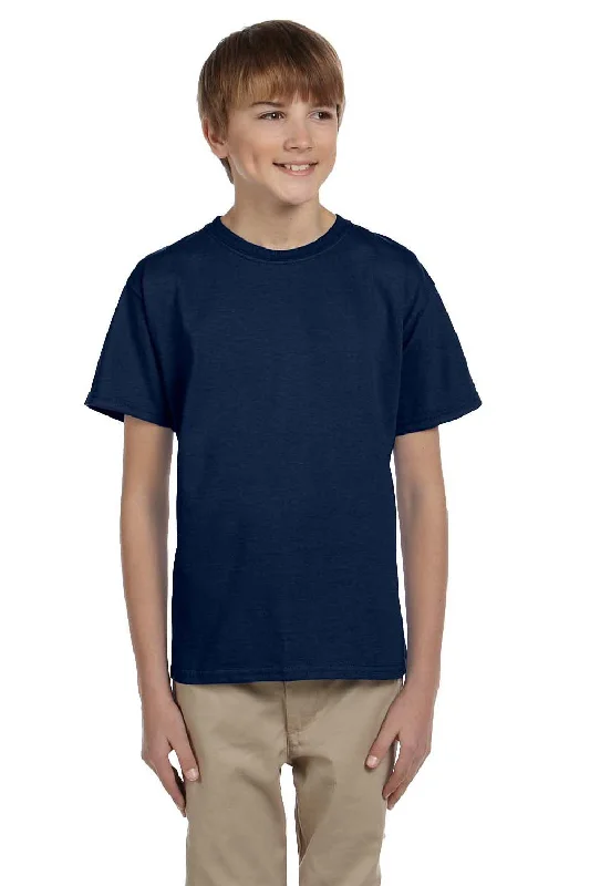 T-shirts with glitter designs -Fruit Of The Loom Youth HD Jersey Short Sleeve Crewneck T-Shirt - Navy Blue