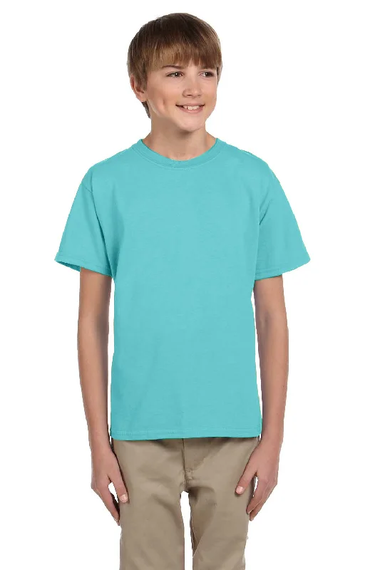 T-shirts for tropical vacations -Fruit Of The Loom Youth HD Jersey Short Sleeve Crewneck T-Shirt - Scuba Blue