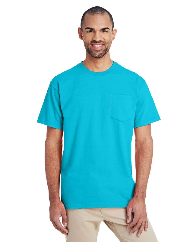 T-shirts with saw art -Gildan Hammer T-Shirt with Pocket | Lagoon Blue