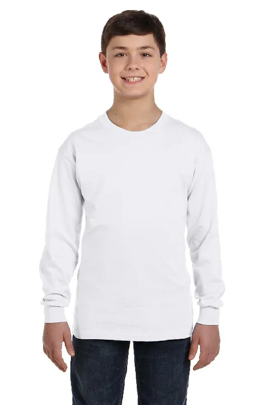 T-shirts with flag prints -Gildan Youth Long Sleeve Crewneck T-Shirt - White