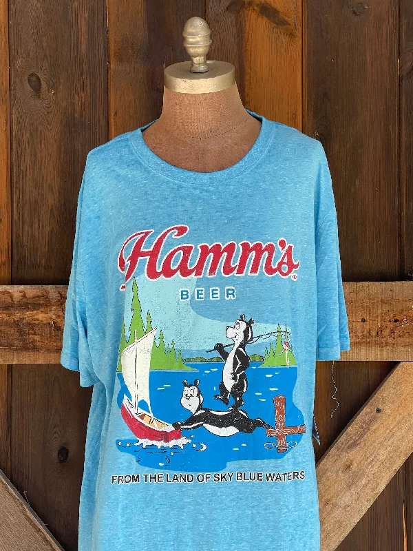 T-shirts for dance floors -Hamm's Sailboat Bear Tee- Sky Blue