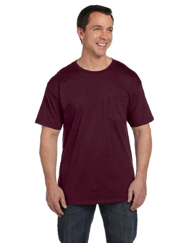 T-shirts for flow fans -Hanes Beefy-T Pocket T-Shirt | Maroon